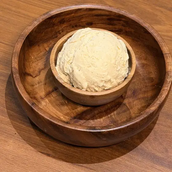 Kundha ice cream in a wooden bowl